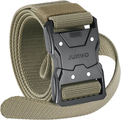 Vista 10 de JUKMO - Cinturón táctico de liberación rápida, cinturón de nailon de 1.5 pulgadas estilo militar para senderismo con hebilla de cinturón