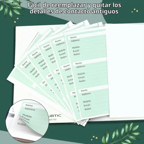Vista 3 de JUBTIC Libreta de direcciones de tapa dura con pestañas alfabéticas, libreta de direcciones encuadernada en espiral con páginas rellenables, libreta