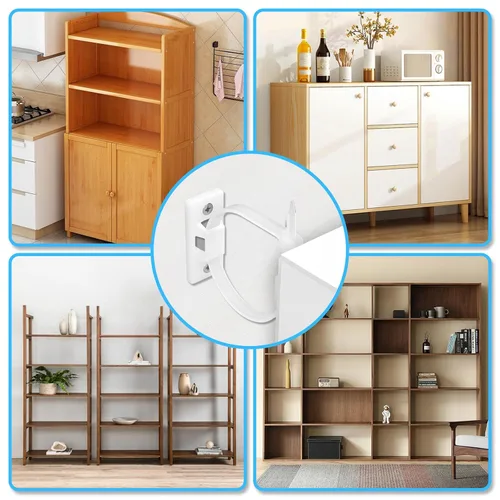 Vista 7 de Utook Anclajes para muebles (paquete de 16) para bebés, kit de anclajes de muebles anti punta, anclajes de pared para gabinete que protegen a