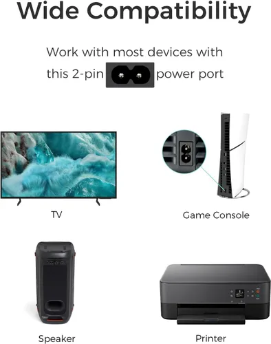 Vista 6 de Cable de alimentación de CA compatible con Xbox Series S/Series X, Xbox One S/X, PS5/PS4/PS3 Slim, reemplazo de cable de alimentación C7 de 2