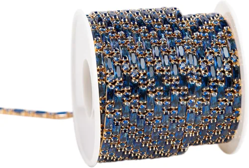 Vista 39 de KAOYOO - Cadena con cuentas de circonita cúbica, 0.91 metros (1 yarda) para manualidades de costura, decoración de bricolaje (cristal aguamarina)