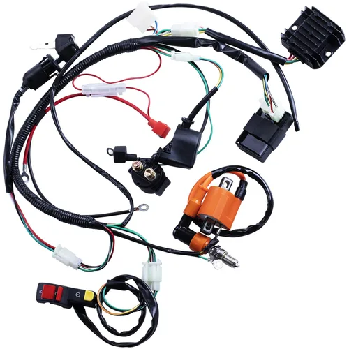 Vista 6 de Arnés de Cableado Eléctrico Completo Bobina Interruptor de Encendido CDI Relé Solenoide Bujía para ATV de 4 Ruedas Stroke 150cc 200cc 250cc Quad