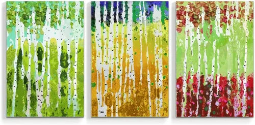 Vista 7 de wall26 3 Panel Canvas Wall Art Silver Birch Pictures Home Wall Decorations for Bedroom Living Room Paintings Canvas Prints Framed - 16"x24" x 3