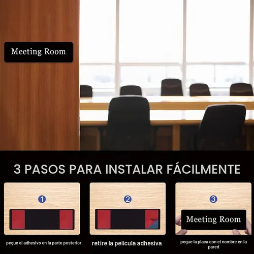 Vista 3 de Placa de identificación personalizada grabada para puerta o pared, placa de identificación personalizada para puerta de oficina con adhesivo