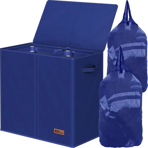 Vista 9 de Simple Houseware - Cesta doble para la ropa sucia, con tapa