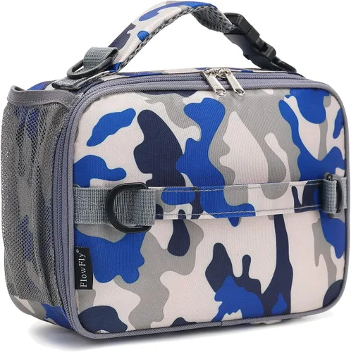 Vista 28 de Flowfly - Lonchera para niños, bolsa escolar aislada duradera con correa de hombro y soporte para botellas, minihielera térmica resistente al agua