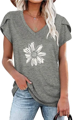 Vista 2 de Womens Summer Tops 2023 Teen Girls Fashion Boho Juniors T-Shirts Workout Tops Short Sleeve T-Shirts
