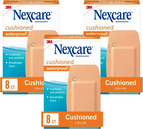 Vista 10 de Nexcare Vendaje acolchado de espuma impermeable, rodilla y codo, beige, 8 unidades (paquete de 1)