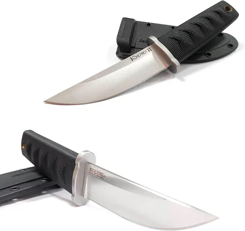 Vista 6 de Cold Steel Kyoto II 3-3/8" Cuchillo de hoja fija de acero inoxidable 8Cr13MoV compacto y duradero con punta de gota para uso al aire libre y caza