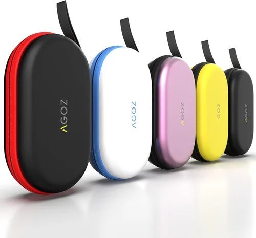 Vista 8 de AGOZ Funda de viaje para medicamentos para inhaladores de asma, soporte para inhalador con cierre de cremallera y correa para la muñeca (negro/rojo)