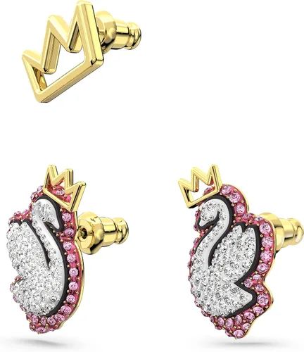 Vista 3 de SWAROVSKI Pop Swan Pierced Stud Earrings with Swarovski Swan Motif, Pink and Clear Crystals
