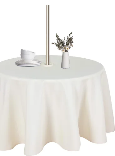 Vista 41 de LUSHVIDA Mantel cuadrado para exteriores con agujero para sombrilla y cremallera, 54 x 54 pulgadas, color negro, lavable, impermeable, a prueba