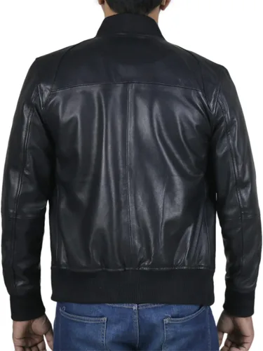 Vista 2 de Laverapelle Chaqueta de piel de cordero auténtica para hombre (negro, chaqueta bombardera) - 1501361, Negro