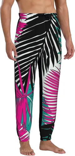 Vista 3 de Jutdopt Men Tropical Leaves Sweatpants Joggers Sweatpants Baggy Jogger Pants with Pocket for Men