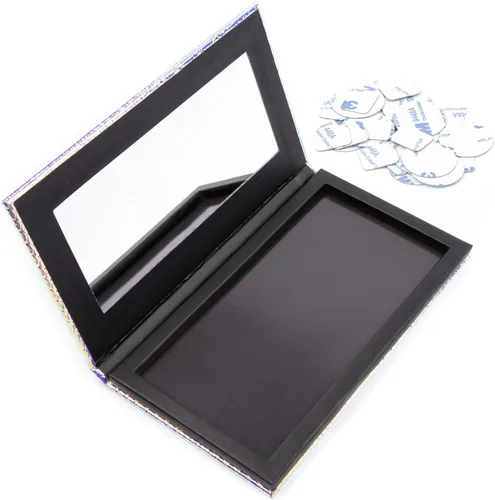 Vista 2 de Allwon Paleta magnética de sirena vacía paleta de maquillaje con espejo y 20 unidades adhesivas vacías de metal para sombra de ojos, lápiz labial