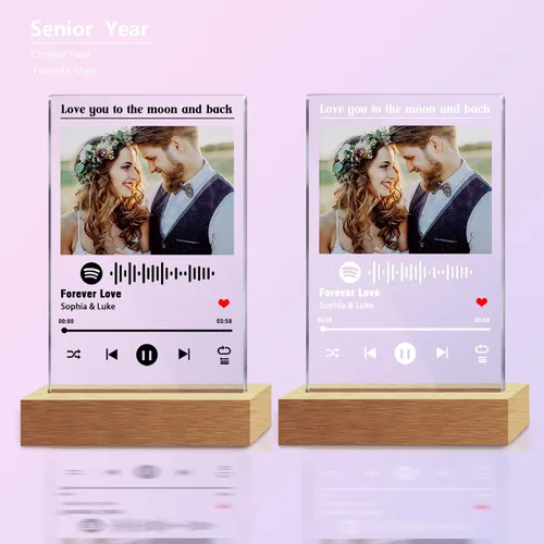 Vista 4 de Regalos fotográficos personalizados para novio novia, placa de luz nocturna personalizada de Spotify, bonitas decoraciones de habitación, regalos