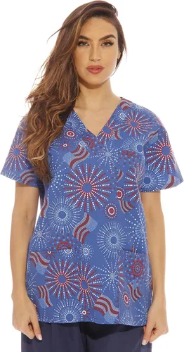 Vista 8 de Just Love - Tops de trabajo festivos para mujer Aqua - Luna y estrellas