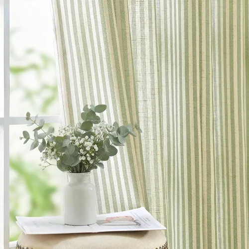 Vista 22 de jinchan Linen Blackout Curtains Back Tab 96 Inch 2 Panels Striped Blue Blue Stripe Lined