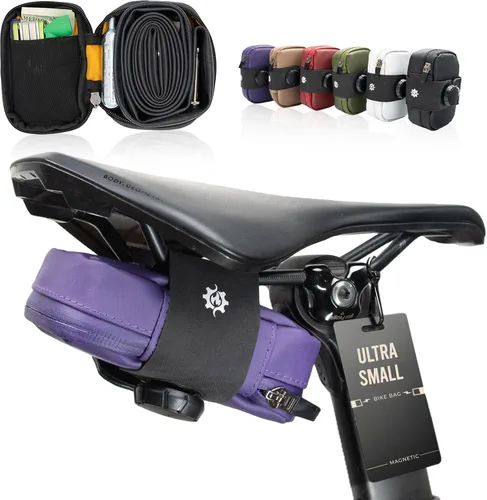 Vista 14 de Bolsa de sillín magnética Lumiere & Co. Falcon – Bolsa de bicicleta ultra pequeña de 0.37L, cierre magnético rápido Bolsa de asiento específica