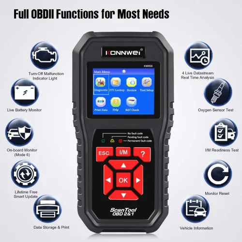 Vista 6 de Paquete de 2 escáneres KONNWEI KW850 profesional OBD2 Lector de código automático (rojo + negro)
