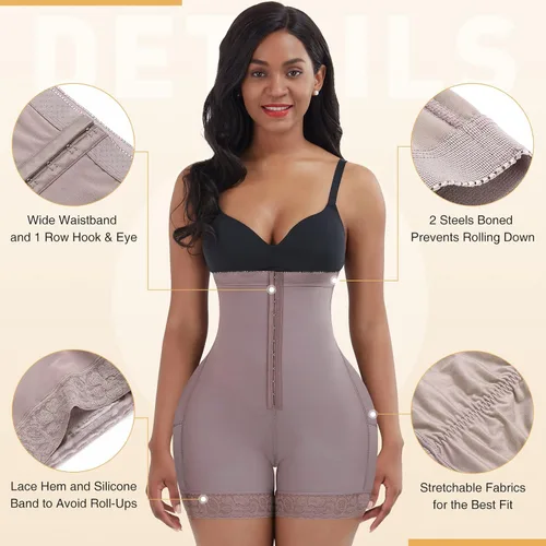 Vista 3 de FeelinGirl - Fajas Colombianas con control de abdomen para mujer cintura alta moldeador de glúteos pantalones cortos de muslos más delgados