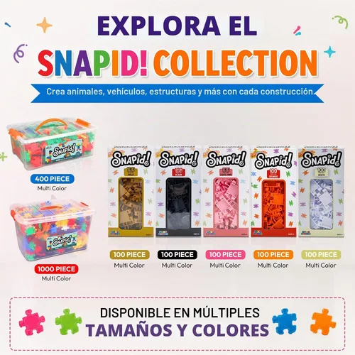Vista 11 de Snapid Building Bricks - Juego de 400 piezas de juguetes de conexión, juego de bloques coloridos fuertes y duraderos con almacenamiento, bloques