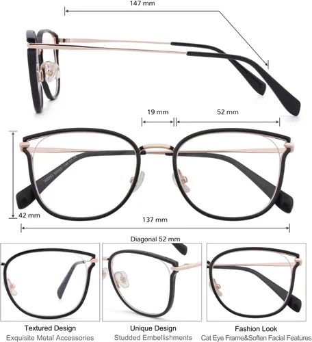 Vista 6 de Blue Light Glasses for Woman, Blue Light Blocking Glasses for Women, Anti Glare/UV400/Eye Strain