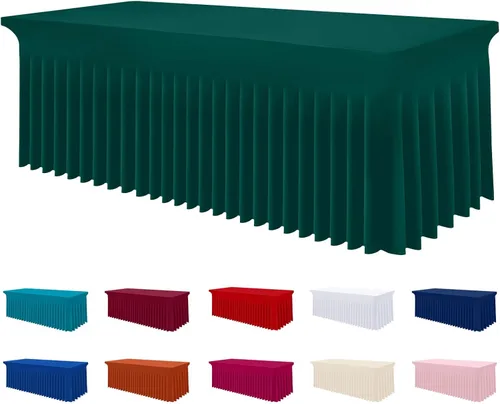Vista 50 de Smiry Mantel de Spandex, Mantel Elástico Ajustable Extensible para Mesas Rectangulares de 6 Pies, Falda Cubierta de Mesa Impermeable y Lavable