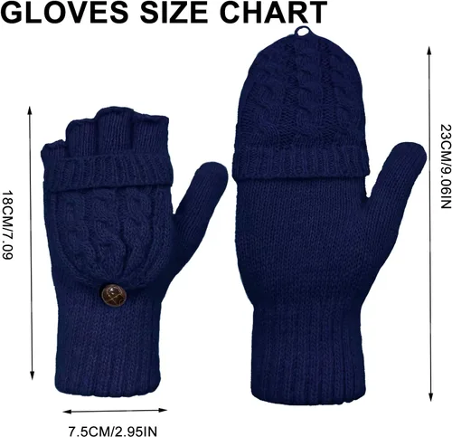 Vista 92 de Beurlike Guantes de invierno para mujer, de lana cálida, a prueba de viento, convertibles, sin dedos