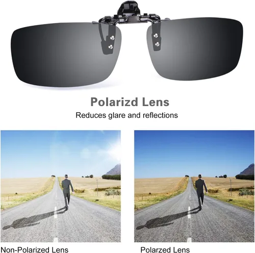 Vista 7 de Cycling Sport Polarized Clip-on Flip up Metal Clip Sunglasses Lenses Glasses Unbreakable Driving Fishing Outdoor