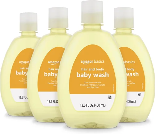 Vista 8 de Amazon Basics Jabón para cabello y cuerpo sin lágrimas para bebé, ligeramente perfumado, 13.6 onzas fluidas, paquete de 1