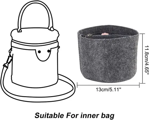 Vista 2 de WADORN Inserto organizador de bolso de fieltro, forro de inserción de bolso para LV Cannes, organizador de bolsa redonda con forma de barril, bolsa