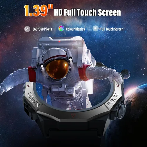 Vista 4 de Relojes inteligentes militares para hombres (respuestahacer llamadas), reloj de fitness HD de 1.39 pulgadas, monitor de sueño de frecuencia cardíaca