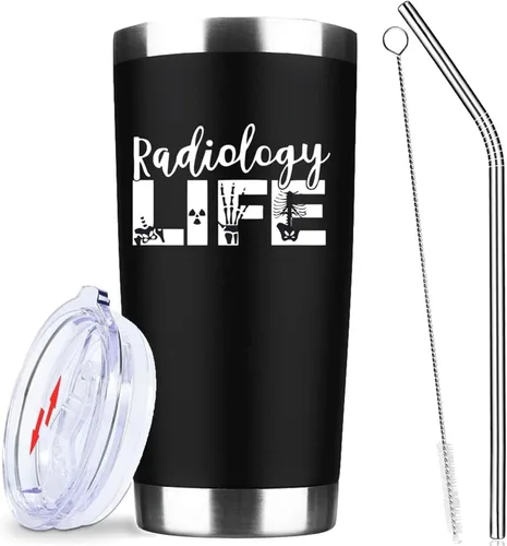 Vista 12 de Greys Grays Anatomy Merchandising, mercancía de programa de televisión, vaso de café helado de acero inoxidable aislado de 20 onzas con tapa, popote