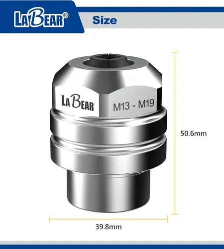 Vista 3 de LABEAR Adaptador de portabrocas intercambiable ajustable DR x M13–M19 de 1/2" – Juego de roscas de servicio pesado para roscado manual Securely