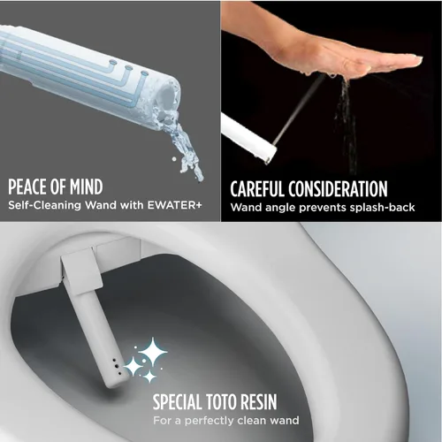 Vista 5 de TOTO® WASHLET®+ S7 - Asiento electrónico de inodoro con bidé con limpieza de varilla EWATER+® y taza clásica, alargado, color blanco algodón