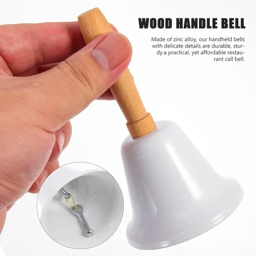 Vista 4 de MAGICLULU Campana de mano de Navidad, 1 campana de llamada de Navidad con mango de madera, campana de mano sólida para decoración de cena