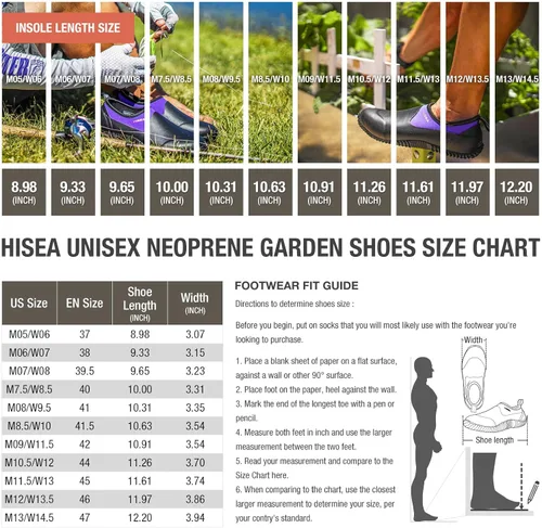 Vista 2 de HISEA Zapatos de jardín unisex impermeables para el tobillo, botas de lluvia de goma sin cordones para mujeres y hombres al aire libre, 6 Women5 Men