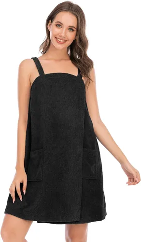 Vista 49 de Veseacky Toalla de baño para mujer con bolsillo, bata de spa ajustable y diadema facial