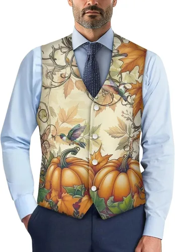 Vista 12 de TODIYADDU Single Breasted Sleeveless Vest for Men Tuxedo Vest Mushroom