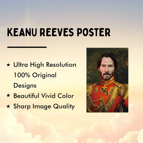 Vista 4 de Keanu Poster - Arte divertido de celebridades - Impresión en lienzo de pintura al óleo sintética - Arte divertido de cultura pop