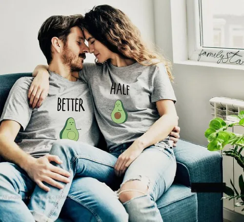 Vista 4 de Camiseta de pareja para él y ella, camiseta divertida para pareja Better&Half Summer 1 pieza