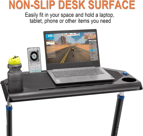 Vista 3 de CXWXC Indoor Cycling Desk - Adjustable Height Bike Deak Laptop Stand Non-Slip Surface - Portable Bike Trainer Fitness Desk with Lockable Wheels