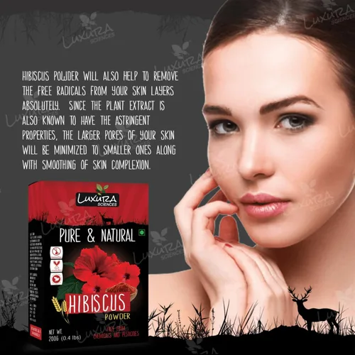 Vista 6 de Luxura Sciences Hibisco en polvo para el crecimiento del cabello Cuidado del cabello 100% puro a base de hierbas Controla la caída del cabello
