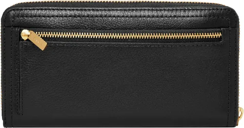 Vista 5 de Fossil Logan RFID - Cartera de piel con cierre de cremallera para mujer con correa de muñeca Negro