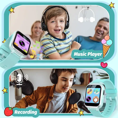 Vista 40 de Reloj inteligente para niños con juegos de rompecabezas, pantalla táctil HD, cámara de video, reproductor de música, podómetro, reloj despertador