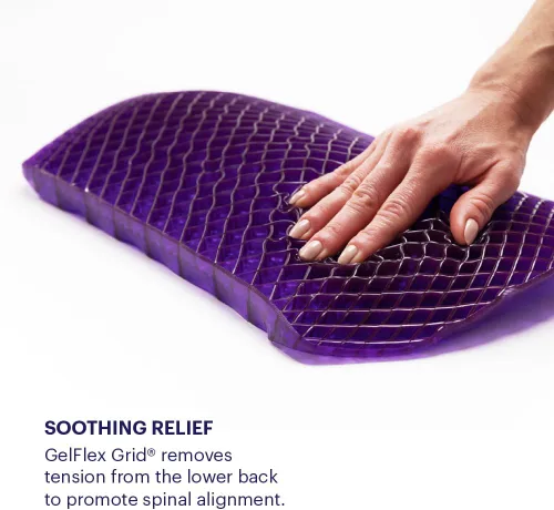 Vista 5 de Purple Cojín para espalda. GelFlex Grid Molded to Your Lower Back, Adjustable Strap - Pressure-Reducing, Temperature-Neutral - Made in USA