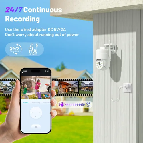 Vista 3 de KKB Cámara de seguridad celular 4G LTE, cámara celular con cable, tarjeta SIM integrada para exteriores/interiores, plan de datos ilimitado, sin