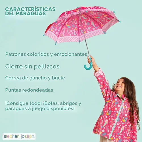 Vista 5 de Stephen Joseph, Paraguas para niños pequeños y niños con cierre sin pellizcos y diseño colorido Abeja