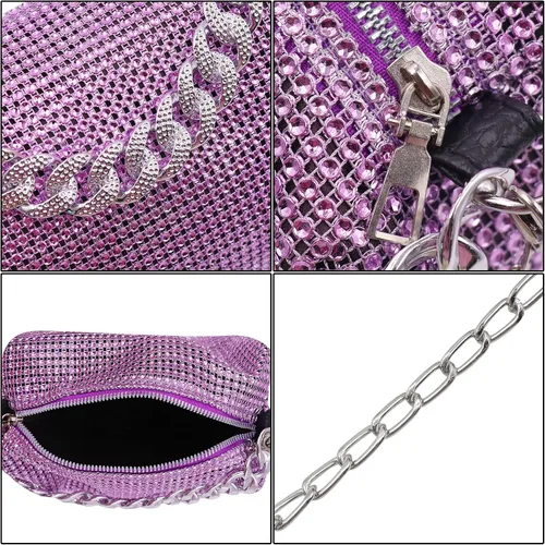 Vista 4 de BOLLEY JOSS Bolsos de noche para mujer, bolso cruzado brillante con asa de cadena, bolso de mano para fiesta de graduación y niñas